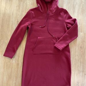 Women's Burgundy Hoodie Dress